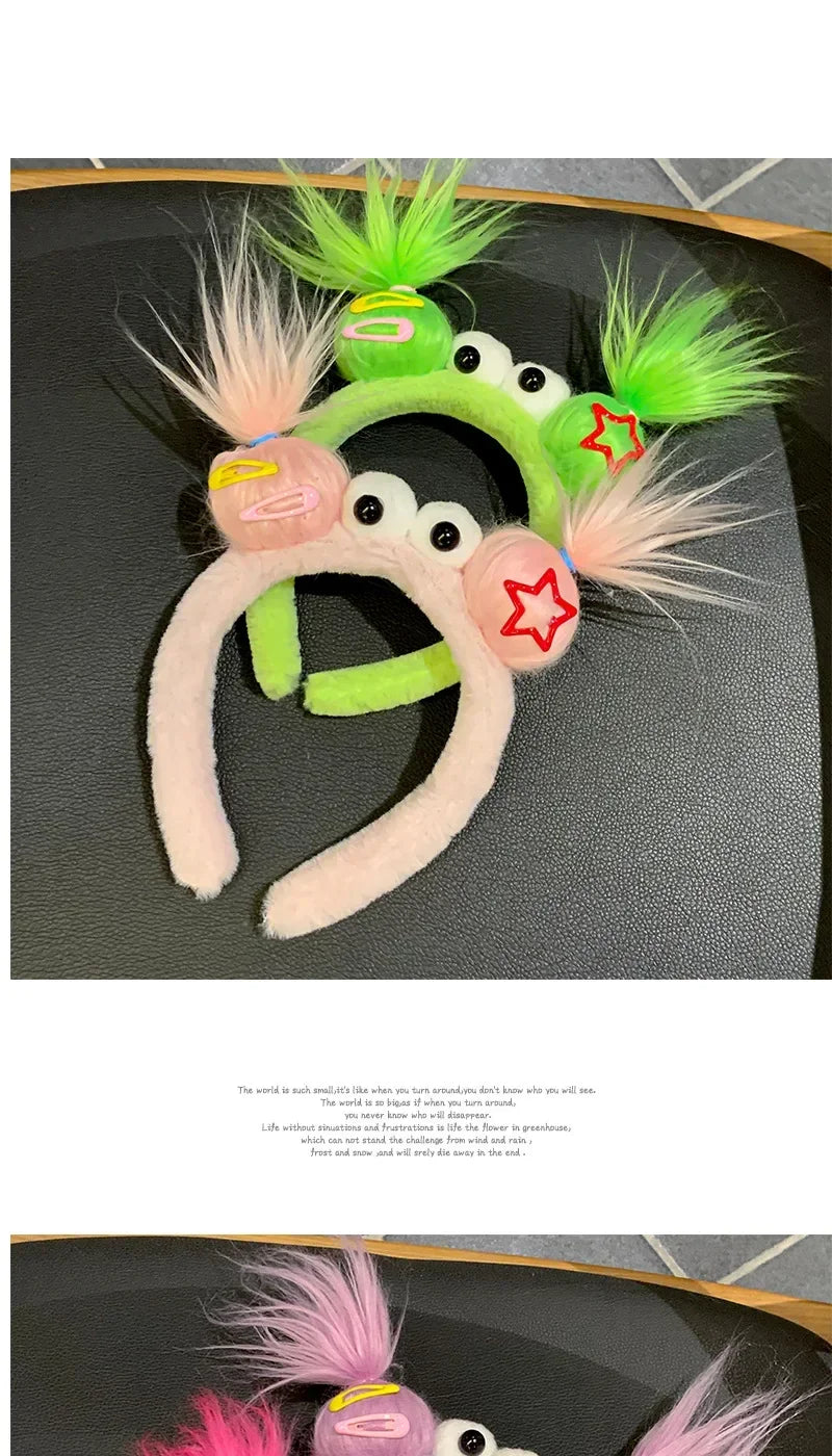 Girls Face Wash Headband Plush Skin Care Bath Shower Makeup Hair Band Soft Absorbent Cartoon Clown Doll Hair Accessories