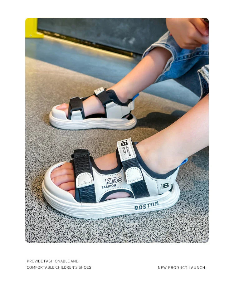New Hot Sales Black Beige Soft Boys Girls Beach Shoes Casual Non-slip Kids Baby Sports Sandals