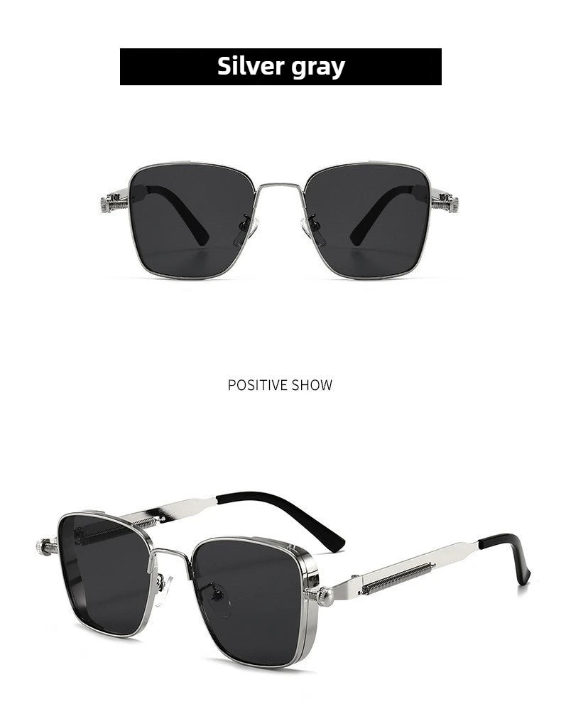 Sun Glasses New Eyeglasses Vintage Steampunk Square Metal Sunglasses Fashionable Versatile Unisex Eyewear Unique Statement Style