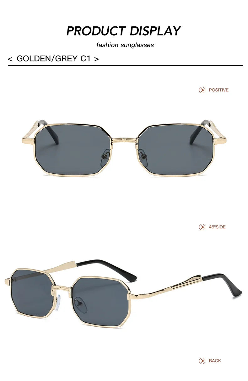 Narrow Sunglasses for Men Fashion Rectangle for Women Metal Luxury Brand Classic Sun Glasses