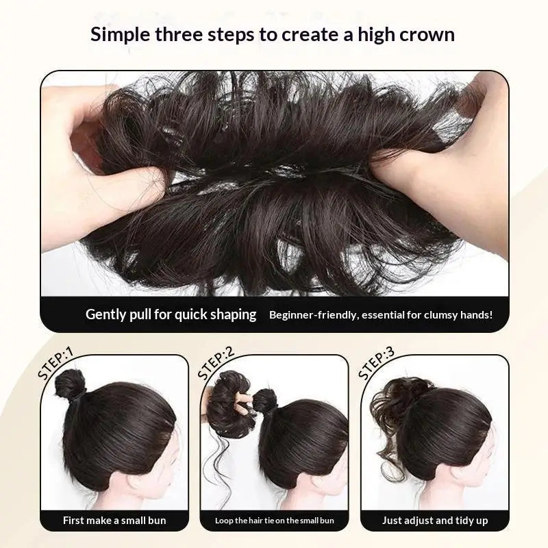 Messy Bun Hair Piece Tousled Updo With Tendrils Hair Bun Extensions Wavy Curly Hair For Women