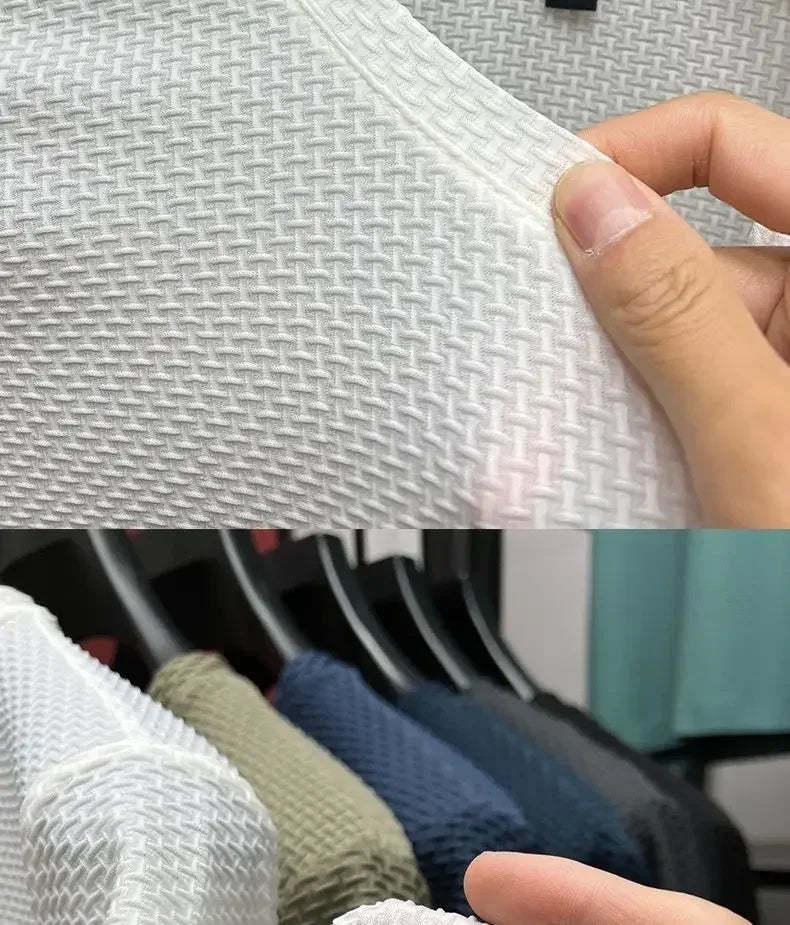 Summer Men's Round Neck Short Sleeved T-shirt M-5XL Oversize Wrinkle Resistant Breathable Top Texture Fabric Versatile Tees