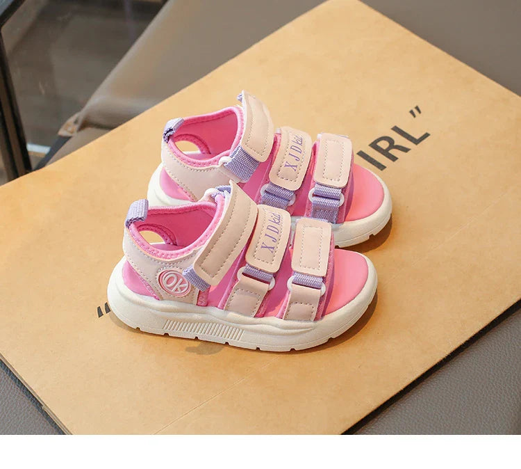 Summer Anti-Slippery Little Kids Sandals for Girls Non-Slip Soft Sole Toddler Beach Shoes School Versatile Chic Casual Footwear