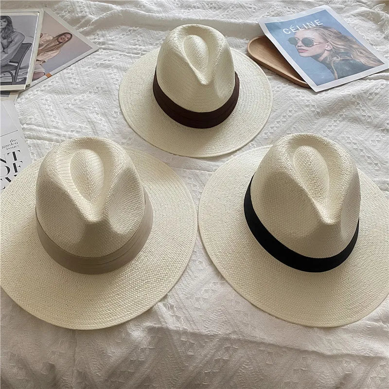 Men's Panama Hat Simple Unisex Five-point Straw Summer Travel Holiday Sun Hat Retro Hat gorras para hombres