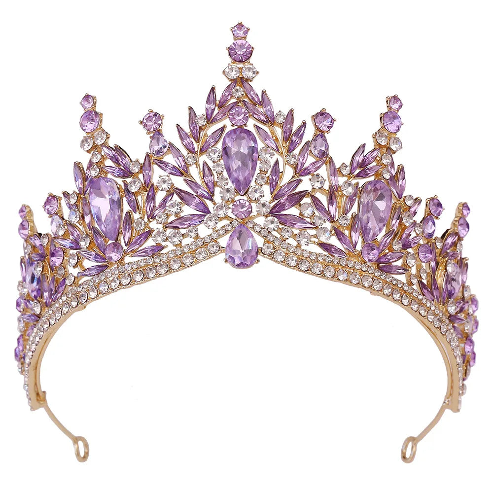 Luxury Big Water Drop Crystal Opal Tiara For Women Girls Wedding Bridal Birthday Party Crown Hair Dress Accessory