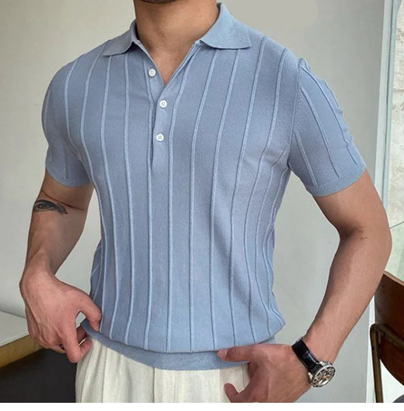 Men's Short-Sleeved Polo Shirt with Lapel Collar, Business Casual Style, Pure Color Sweater, New Fashionable Design, Plus Size
