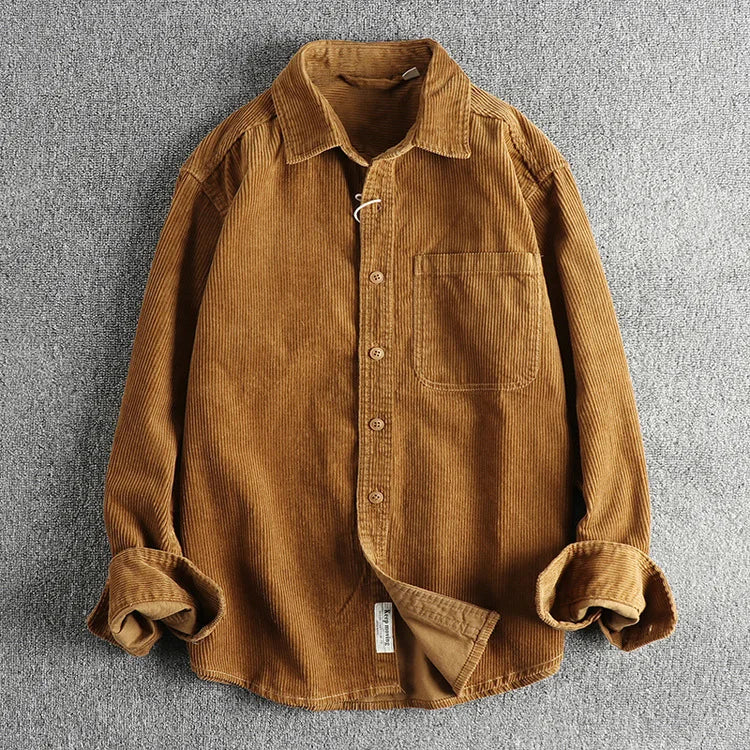 Men Loose Shirt Coat Long Sleeve Single Breasted Casual Shirts Pocket Spliced Turn Down Collar Blouses Cardigan Solid Autumn