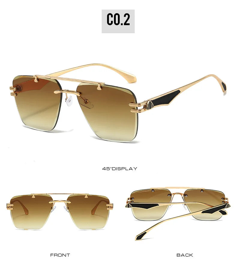 INS Popular Rimless Pilot Sunglasses Men Women Square Shades Retro Brand Female Sun Glasses Vintage Fashion Oculos De Sol UV400