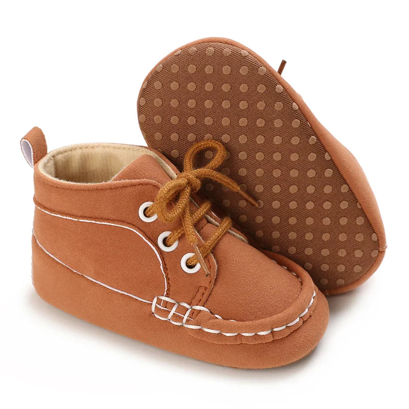 Autumn and Spring Brown Baby Sneakers for Boys 0-12 Months First Walking Shoes