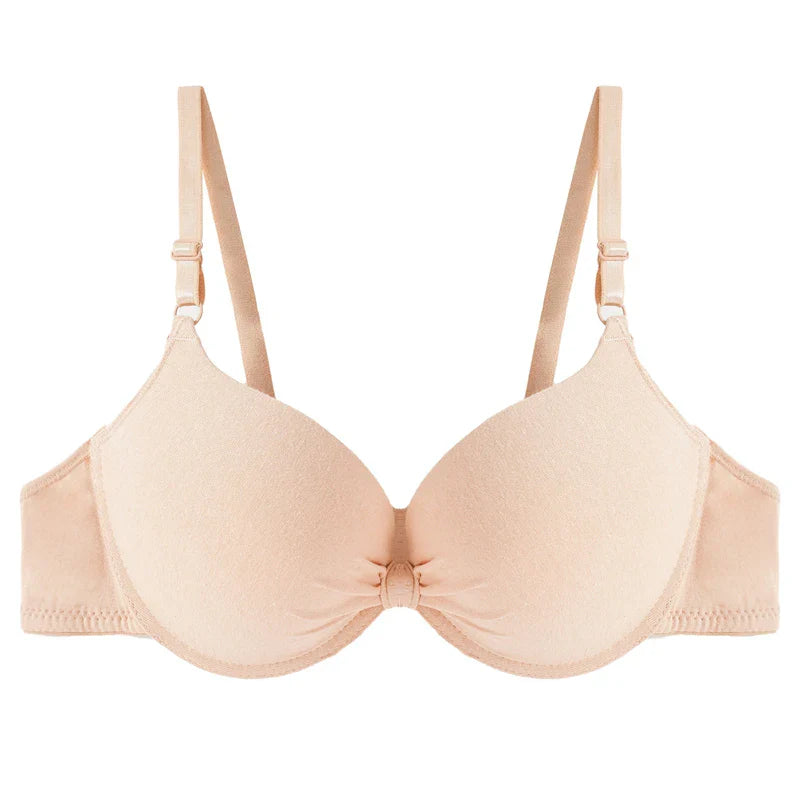 Women's Sexy Cotton Gathered Bra Deep V Underwire Ladied  Brassiere Push Up Lingerie Solid Bras Backless Intimate Underwear (Available)