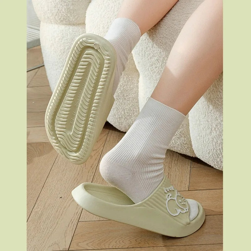 Summer Slippers Bathroom Platform Non-Slip Home Bear Cartoon Flip Flops Beach  Sandals Slides Indoor Outdoor