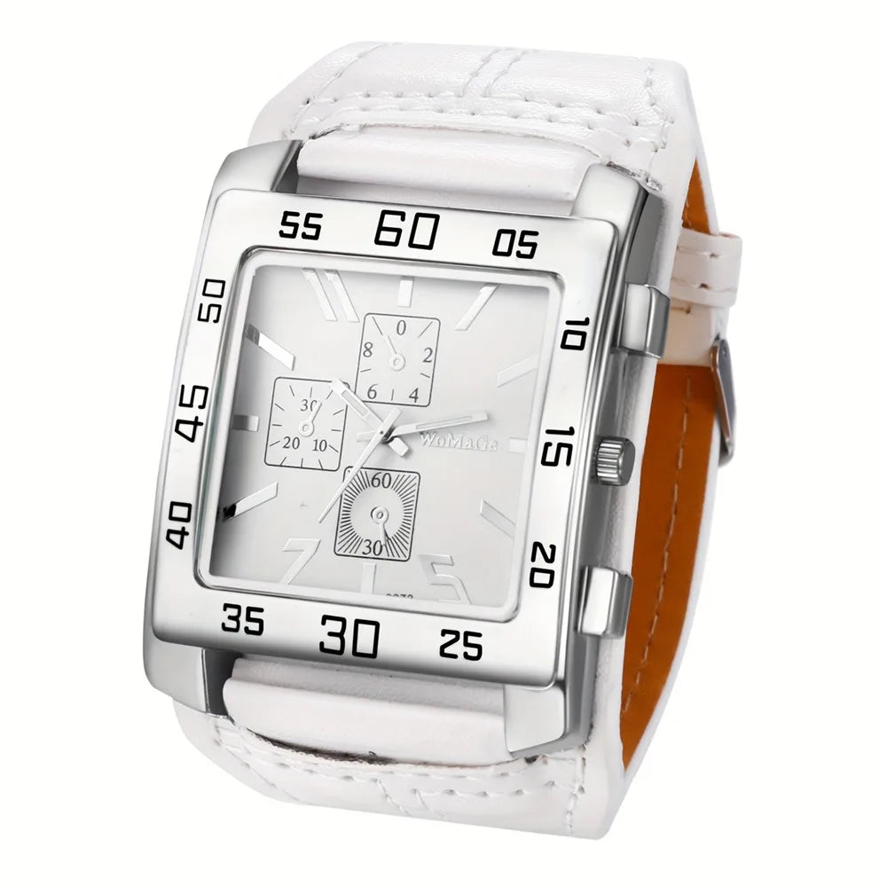 Mens Square Big Size Wristwatch Quartz Leather Strap Watches Masculino Relogio Fashion Elegant Clock Out-door Reloj Hombre saati