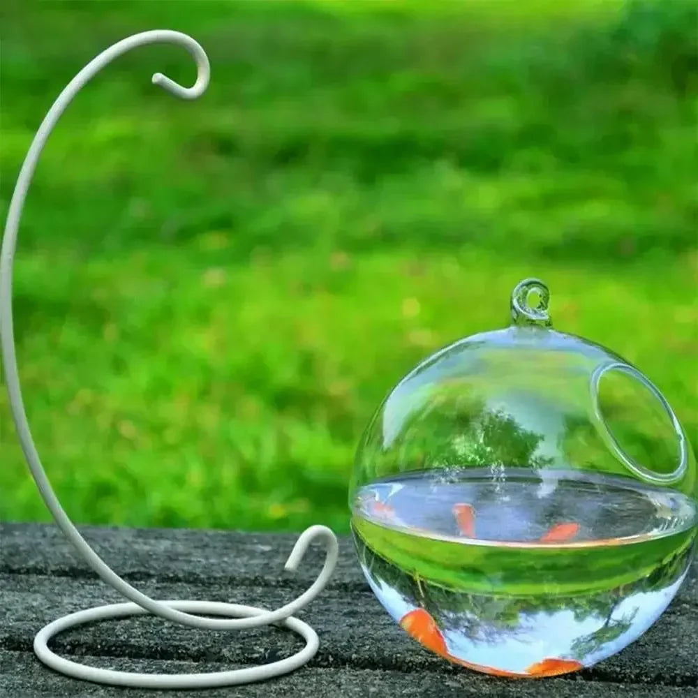 Aquarium Decoration With Rack Holder Hydroponics Vase Wall Hanging Vase Ornament Fish Tank Hanging Glass Fish Bowl Fish Bowl