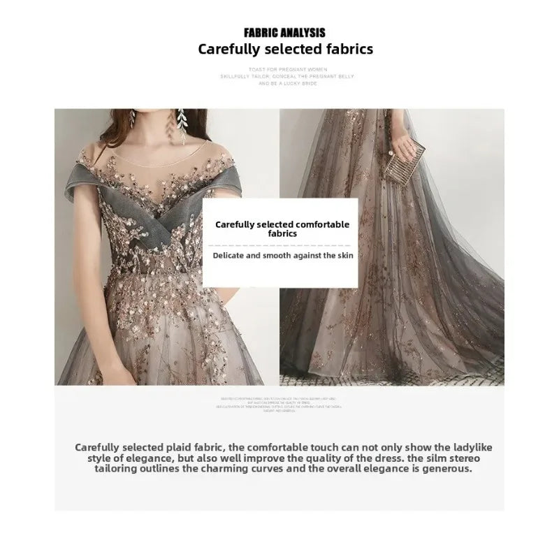 Banquet Evening Dress Dress Female  New Style Temperament Company Annual Meeting Birthday Glitter Host Art Exam Tail Dress