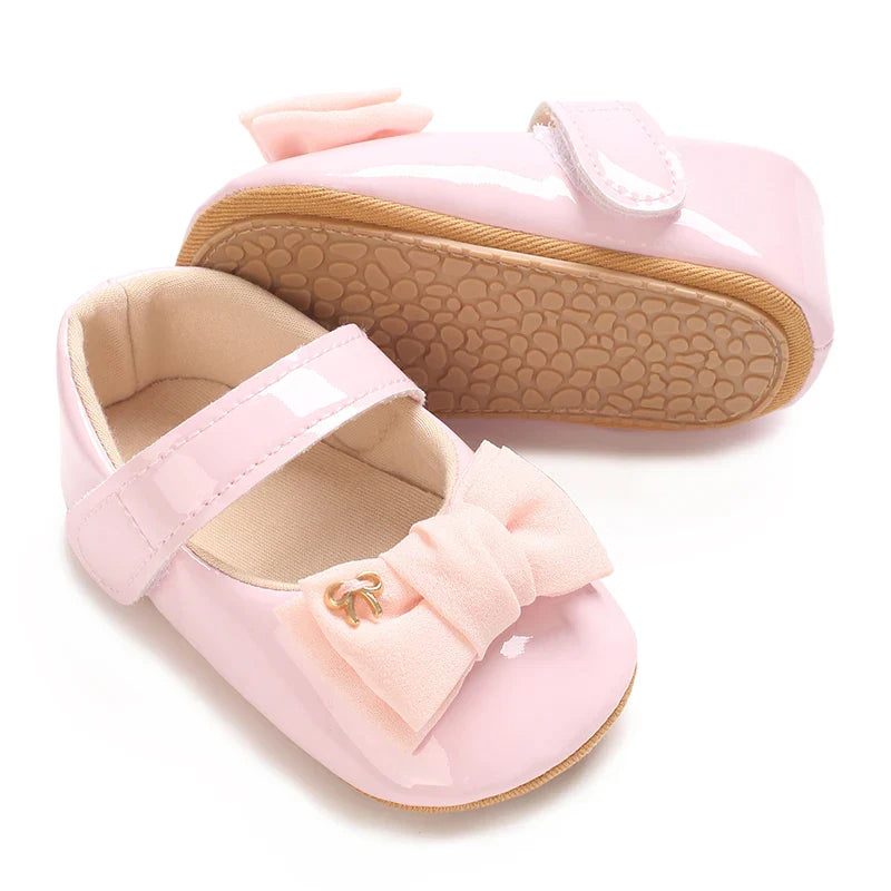Spring and Autumn Bow Mary Jane Princess Shoes  Baby Girl Rubber Bottom Anti slip Sneaker
