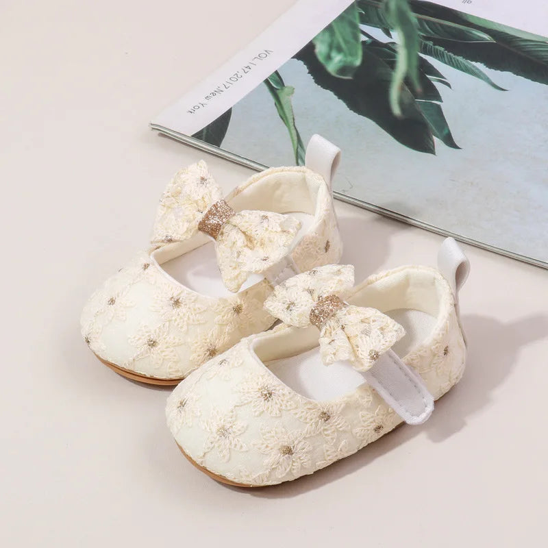 Baby Girl Shoes Cute Sweet Mary Janes Flats Infant First Walkers Spring Autumn Toddler Little Girls Wedding Party Princess Shoes