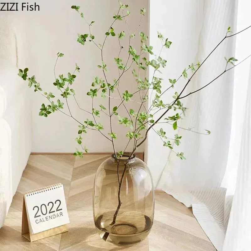 Transparent Glass Vase, Office Decor, Large Capacity Hydroponic Flower Pot, Vase, Bedroom Aesthetic Decor, Home Decor