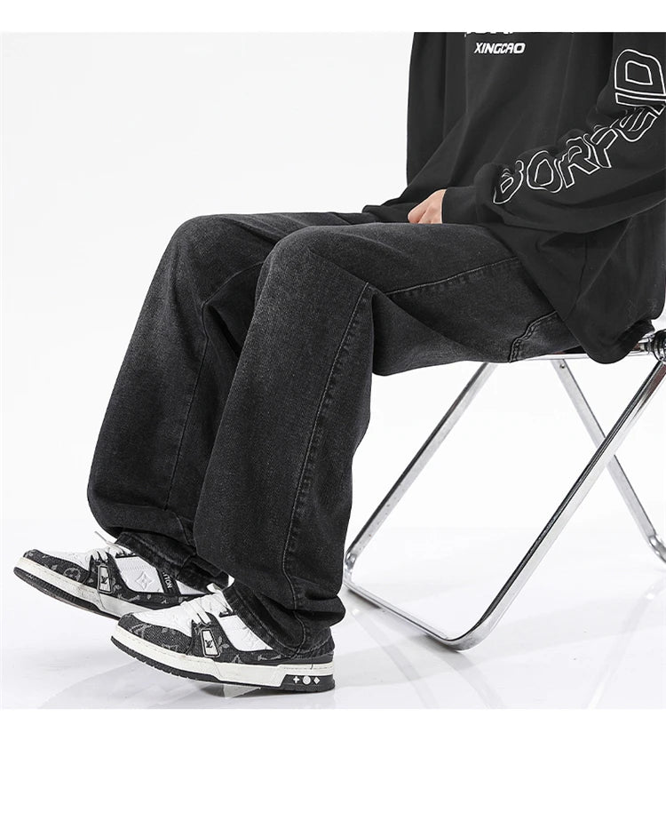 Men's Jeans Summer Thin Style Trendy Fashion 2025 New Boys Casual Versatile Loose Straight Wide-Leg Pants Men's