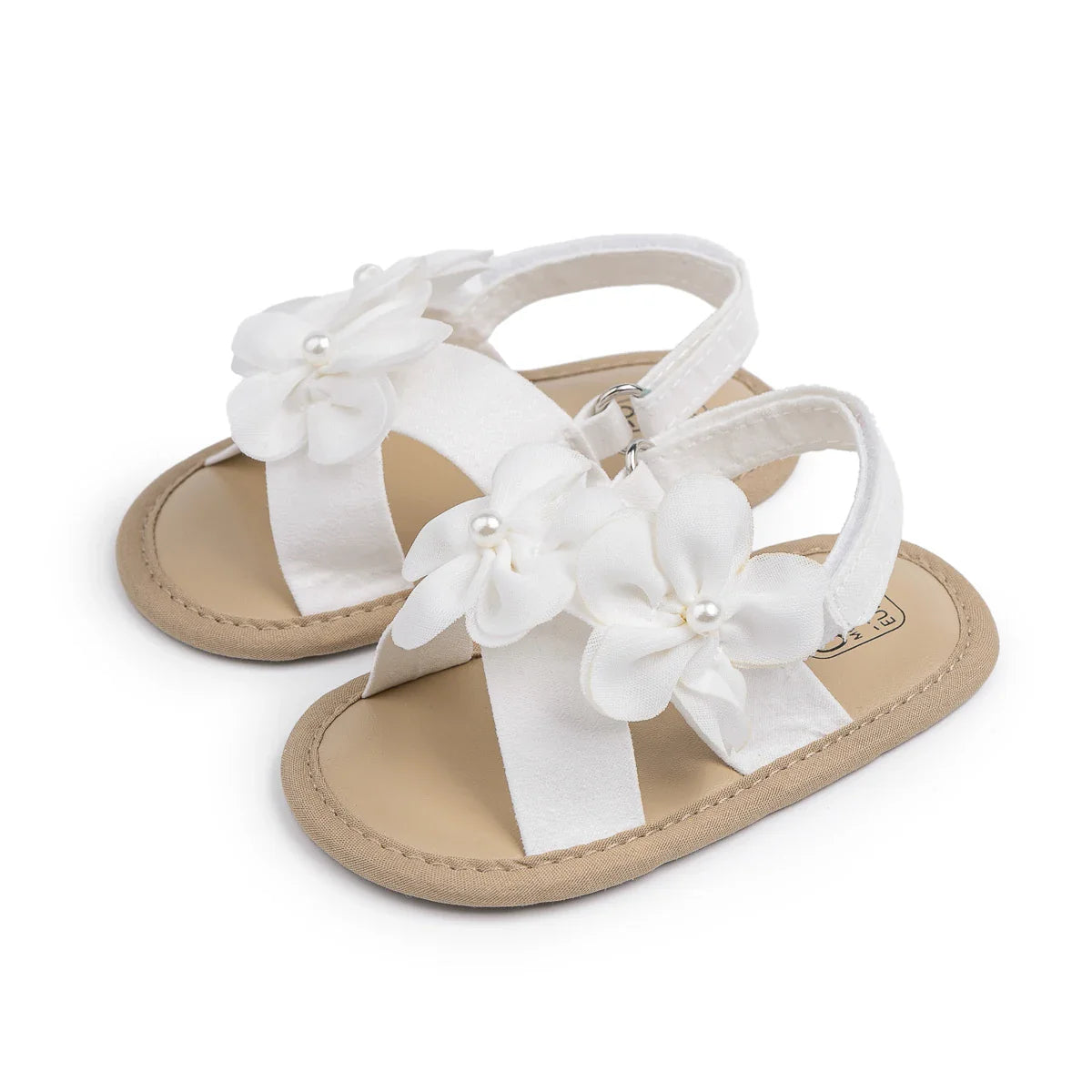 Baby Girls Shoes Flowers With Pearls Summer Cool Princess Sandals Lightweight Comfortable Soft Anti-slip Flat Sole