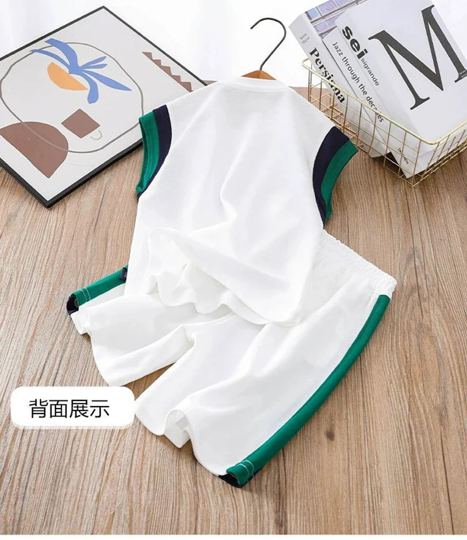 Toddler Kids Sleeveless Vest+Shorts 2PCS/Set Baby Boy Summer Casual Sport Outfit Fashion Children Clothing6-14Y