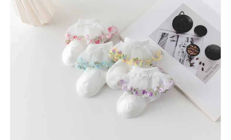 New Children's Socks With Lace Princess Girls Frilly Sock Soft Infant Baby Socken White Socks For Kids 0-10Years High Quality