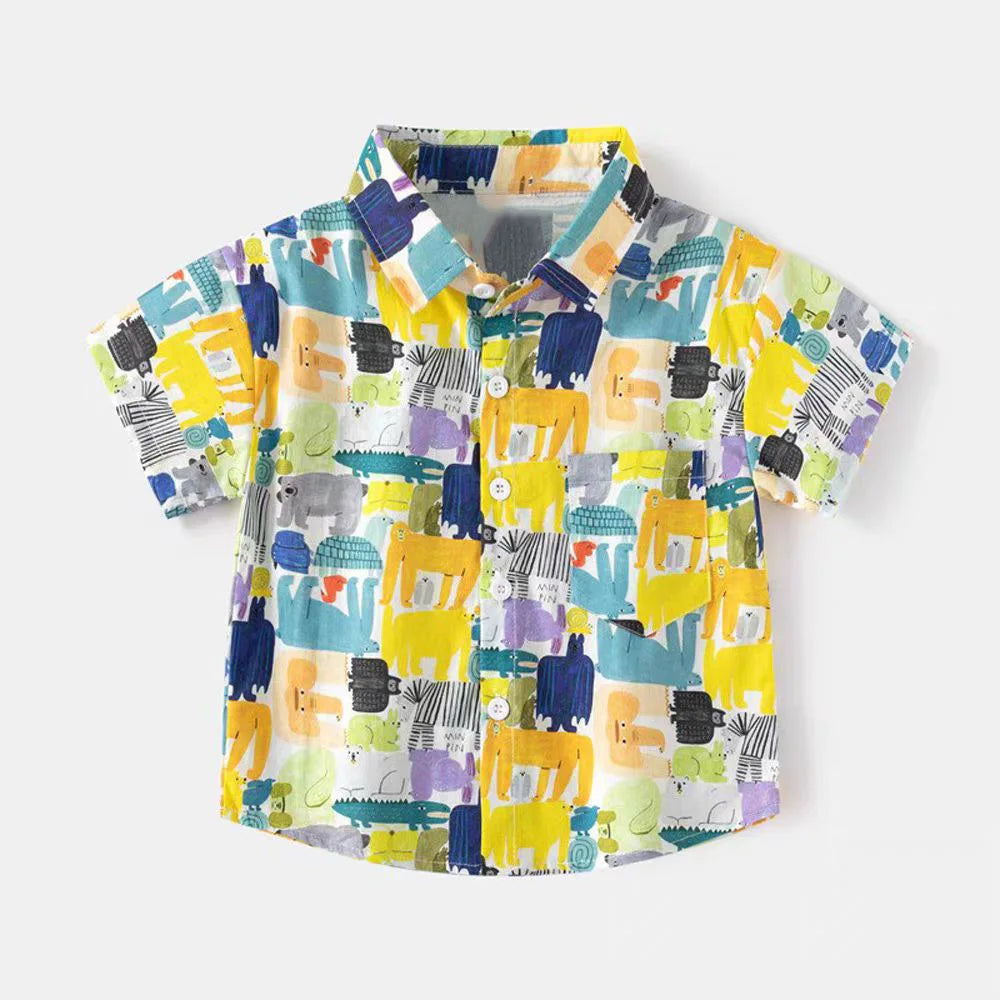 Children's shirts summer style short sleeved boys' tops baby coats children's clothing Hong Kong style casual trend wholesale