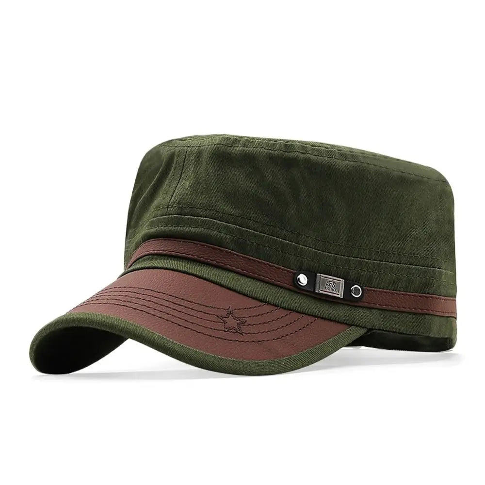 Men Unisex Army Hat Baseball Cap Cotton Cadet Hat Military  Breathable Combat Fishing Flat Adjustable Cap (Available)