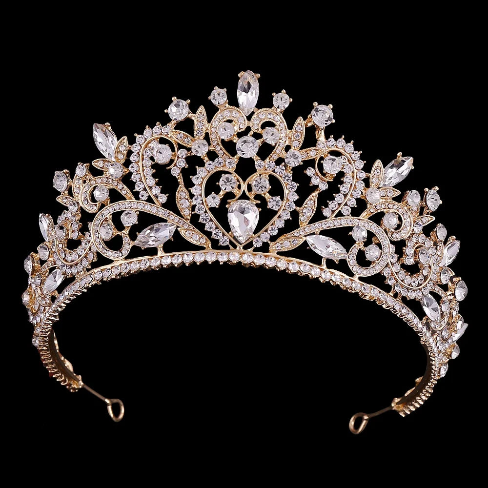 Gold Crystal Tiaras And Crowns Headband Rhinestone Prom Diadem Crown Bridal Wedding Hair Accessories Jewelry Crown Tiara Gift