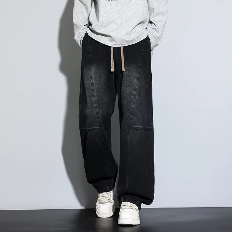 Jeans for Men Men's Casual Trousers Versatile Spring Autumn Large-sized Long Pants Fashionable Loose Straight-leg Wide-leg Pants