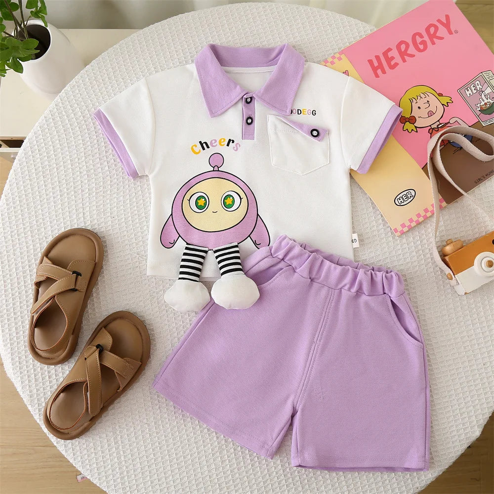 Summer Clothes for Children Baby Girls Cartoon T-Shirt And Shorts 2pcs Set Kids Infant Toddler Fashion Tracksuit