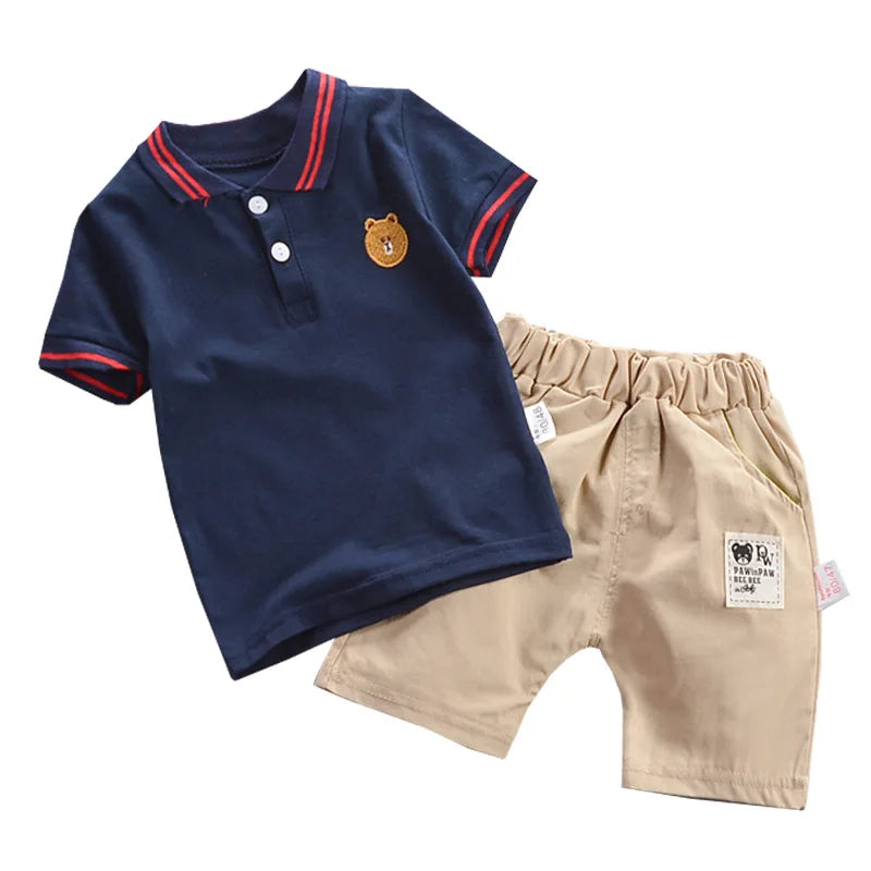 Baby Boy Clothes Summer Children Clothing Polo Shirt Sets Boys Short Toddler Sleeve T-shirt Kids Sports Suit 2pcs Cotton 1-5y (Available)