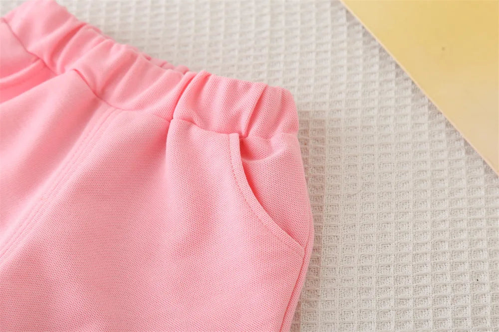 Summer Clothes for Children Baby Girls Cartoon T-Shirt And Shorts 2pcs Set Kids Infant Toddler Fashion Tracksuit
