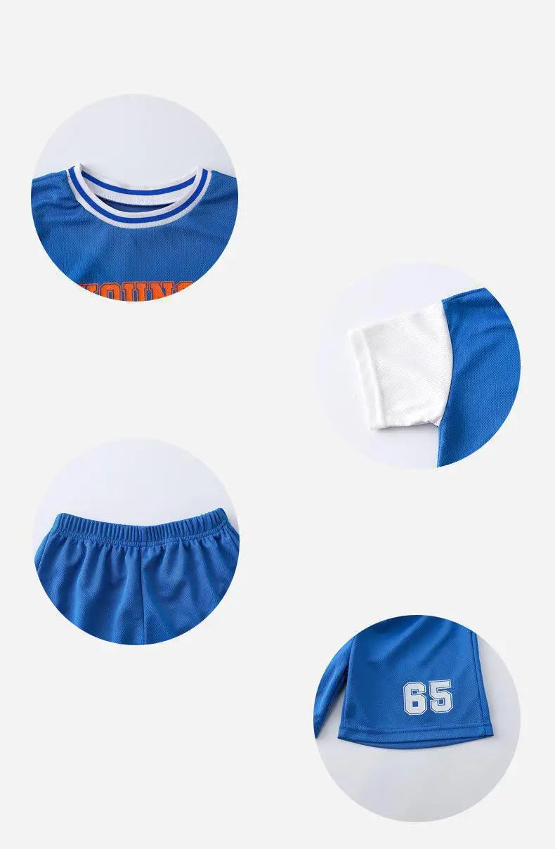 Boys Clothes Sets Summer Breathable Tracksuit Fashion Children's Sports Two Piece Set T-shirt + Shorts Suits