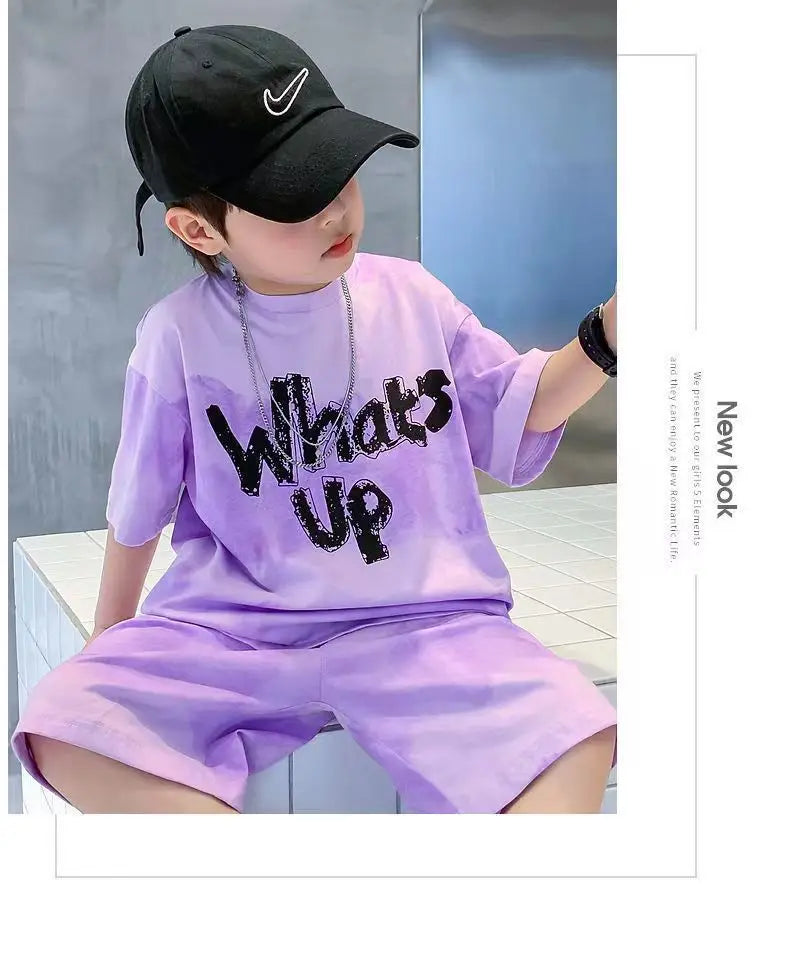 Teenage Boy Set kid clothing Suit Cotton Summer Outing Clothes Top Shorts 2PCS Clothing for Children's