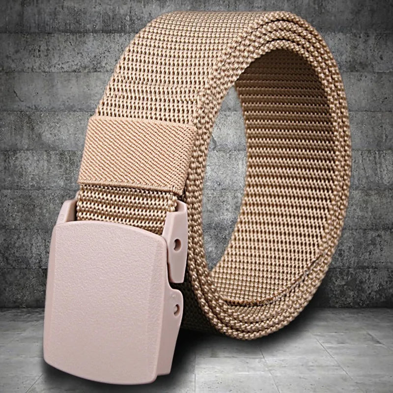 Men Belt Belts Adjustable Belt Men Outdoor Travel Tactical Waist Belt with Plastic Buckle for Pants 120cm