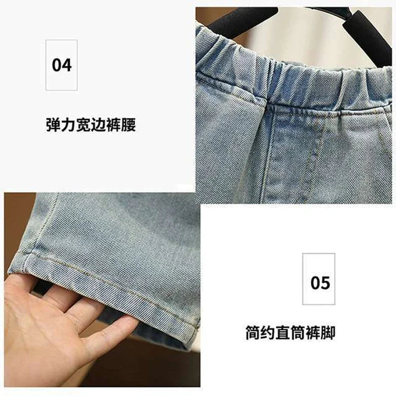 Boys Summer Clothing Set Letter Print Short Sleeved T-shirt+Denim Shorts 2Pcs Suit For Kids Handsome Casual Outfit