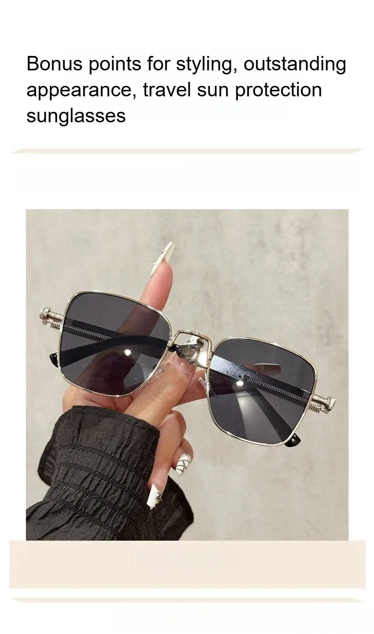 Sun Glasses New Eyeglasses Vintage Steampunk Square Metal Sunglasses Fashionable Versatile Unisex Eyewear Unique Statement Style