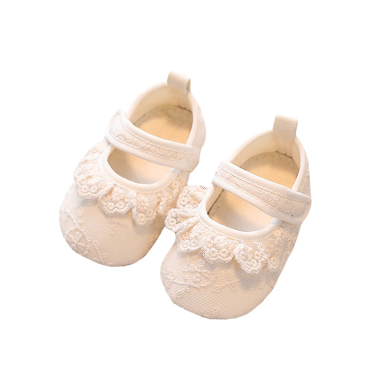 Baby Girls Shoes Non-Slip Soft Soled Lace Bowknot Flats Toddler Girls First Walker Spring Autumn Princess Shoes