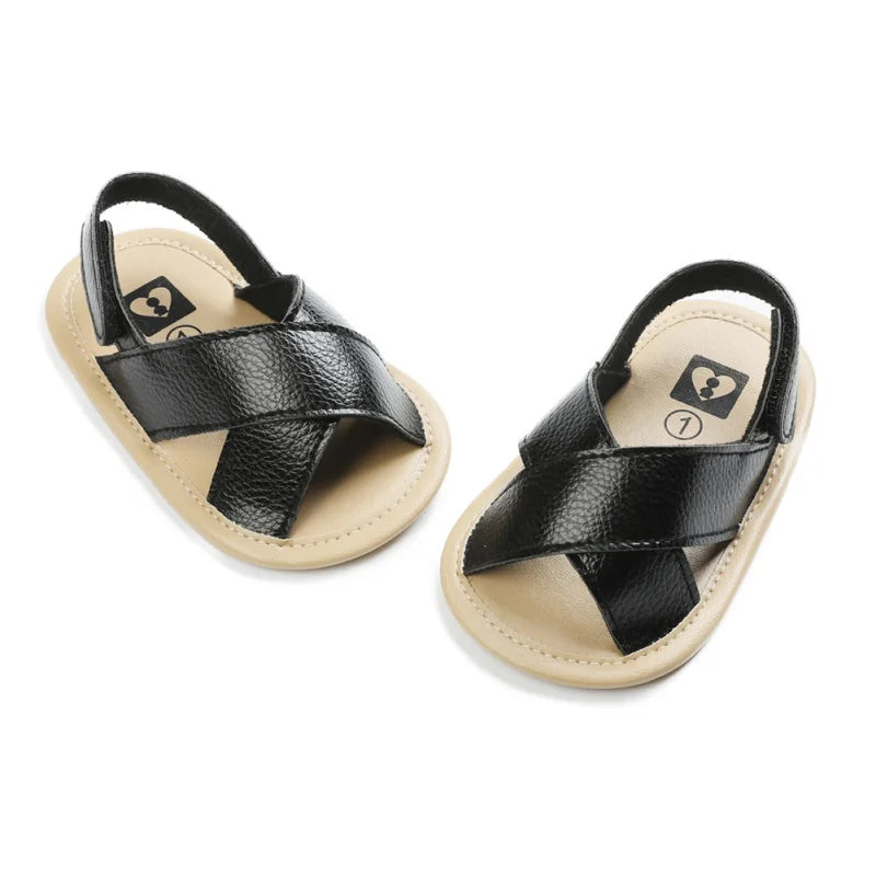 Summer Baby Boys Girls Shoes PU Solid Color Anti-Slip Infant Sandals Toddler First Walkers Casual Newborn Shoes 0-18M (Available)