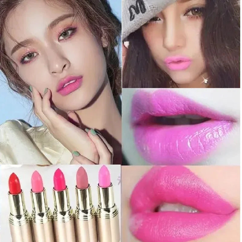 Pink Lipstick Waterproof Matte 24 Hours Long Lasting Non-Stick Cup Red Rose Lip Tint Velvet Cosmetic Women Make Up