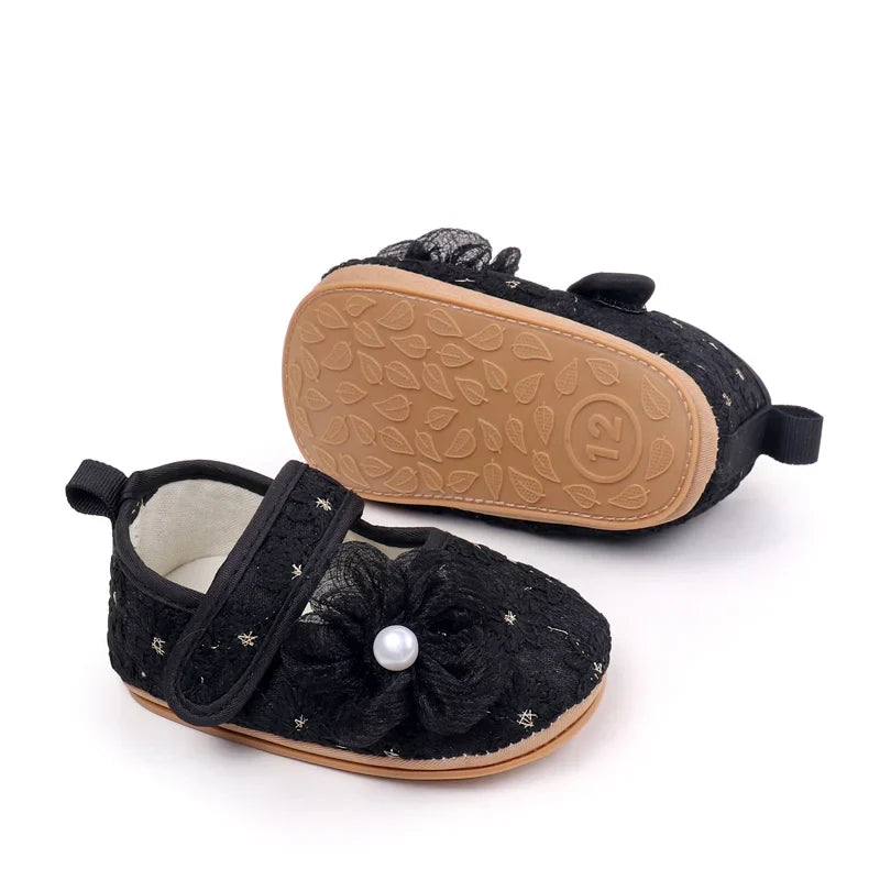 Baby Girls Princess First Walking Toddler Shoes With High Quality Embroidery Design And TPR Sole For 0-18M Baby