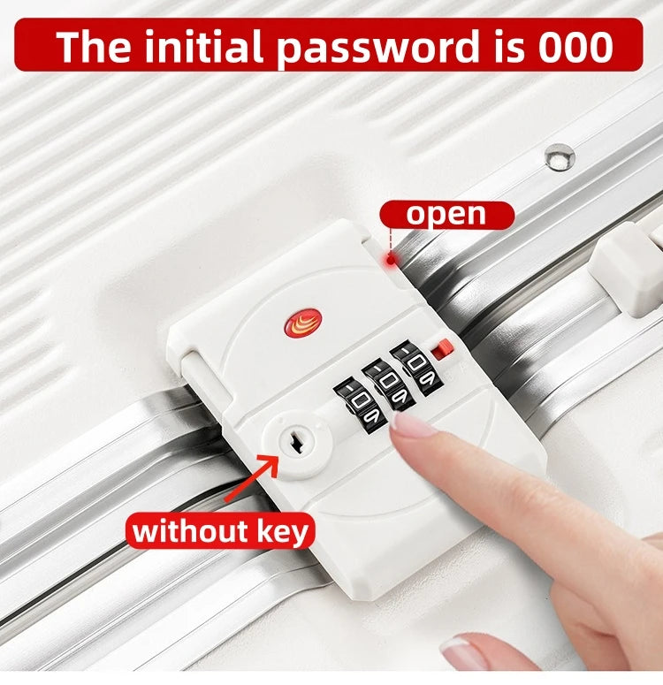 16"/20" Suitcase Carry-on Boarding for Women Travel Trolley Case with Aluminum Frame Password Lock Rolling Luggage 22/24/26/28"