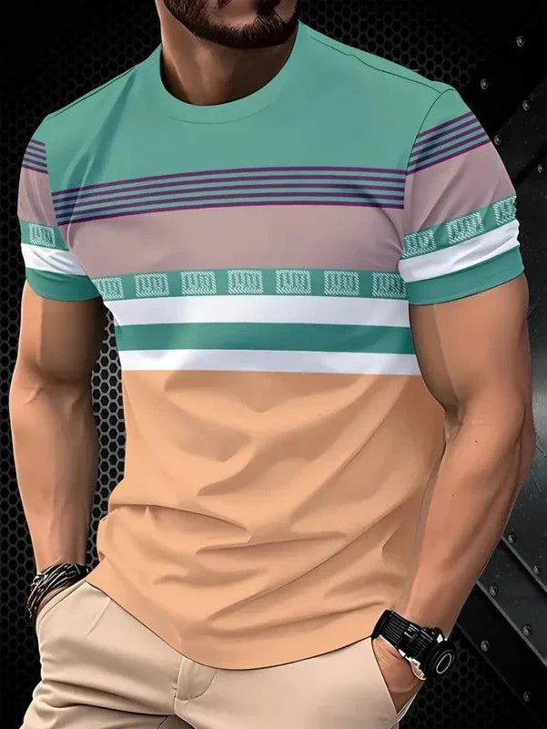 Summer Men Clothes Short Sleeve Round Neck Tops T Shirt Men Casual Fashion Fitness Running Sport Tops High Elasticity