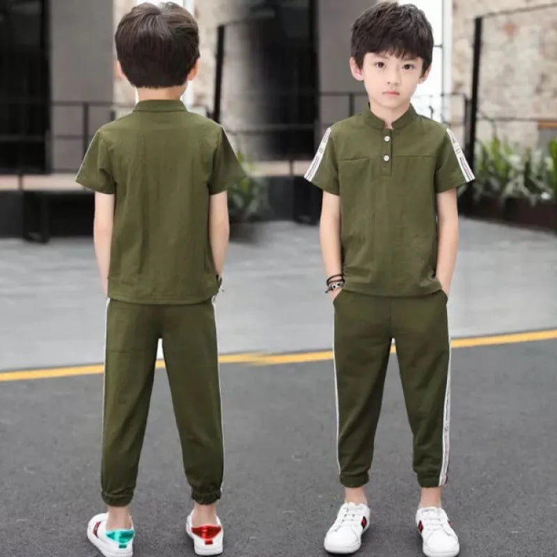 New Summer Boys Clothing Sets Children T-shirt Short Sleeve +Pants Set Two Pieces Set Kids Baby Boys Clothes 6 8 10 Years Old