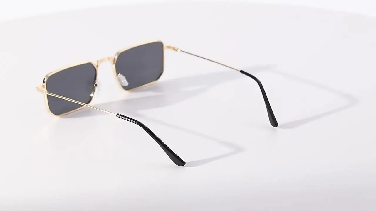 Men Brand Square  Driving Sunglasses Metal Narrow Frame Luxury Design Sun Glasses Women Anti UV400 Vintage Driving Sunglasses