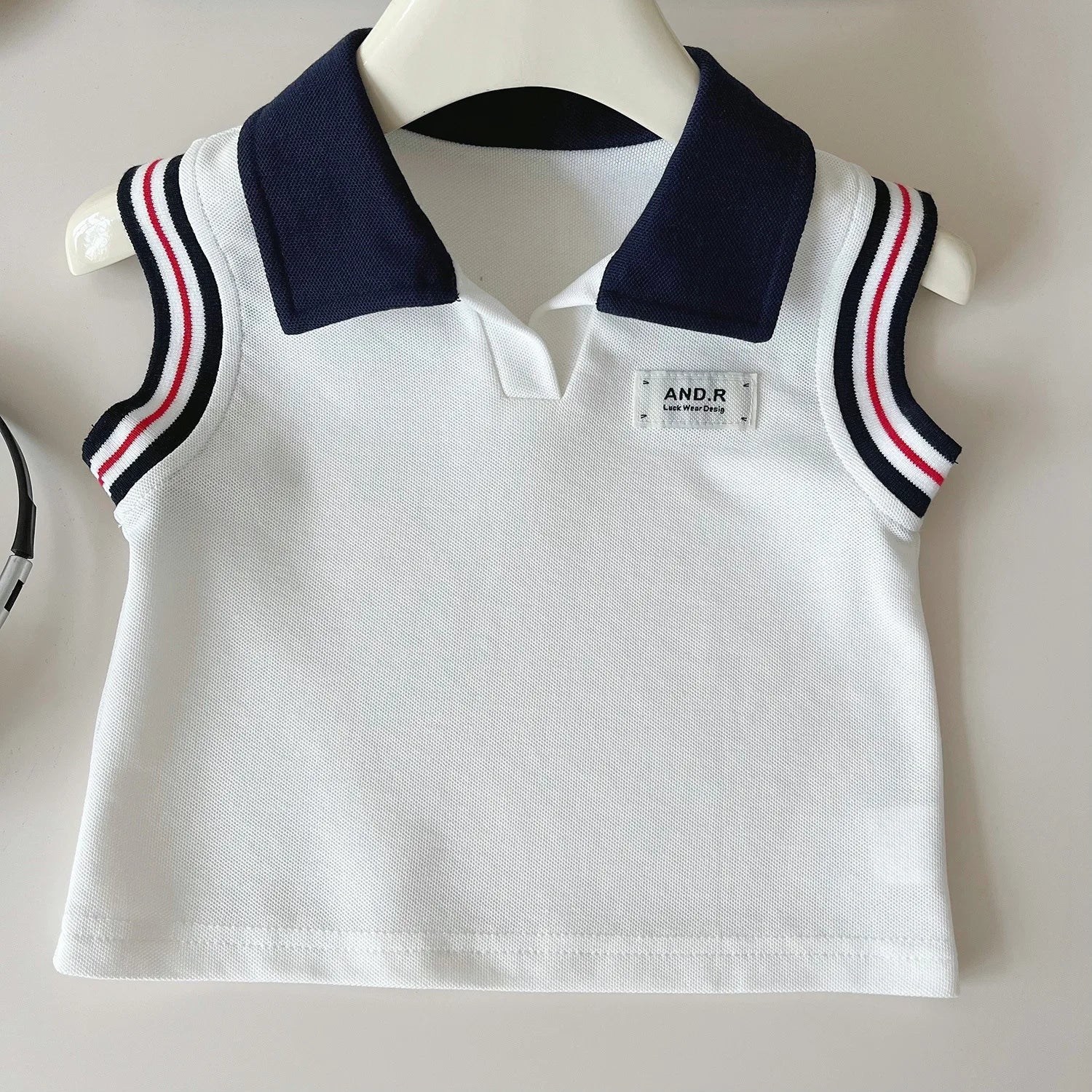 Baby Girl College Style Summer 2PCS Clothes Set Polo Collar Kid Girl Vest Top Set Thin Stylish Stripe Pleated Skirt Belle Outfit