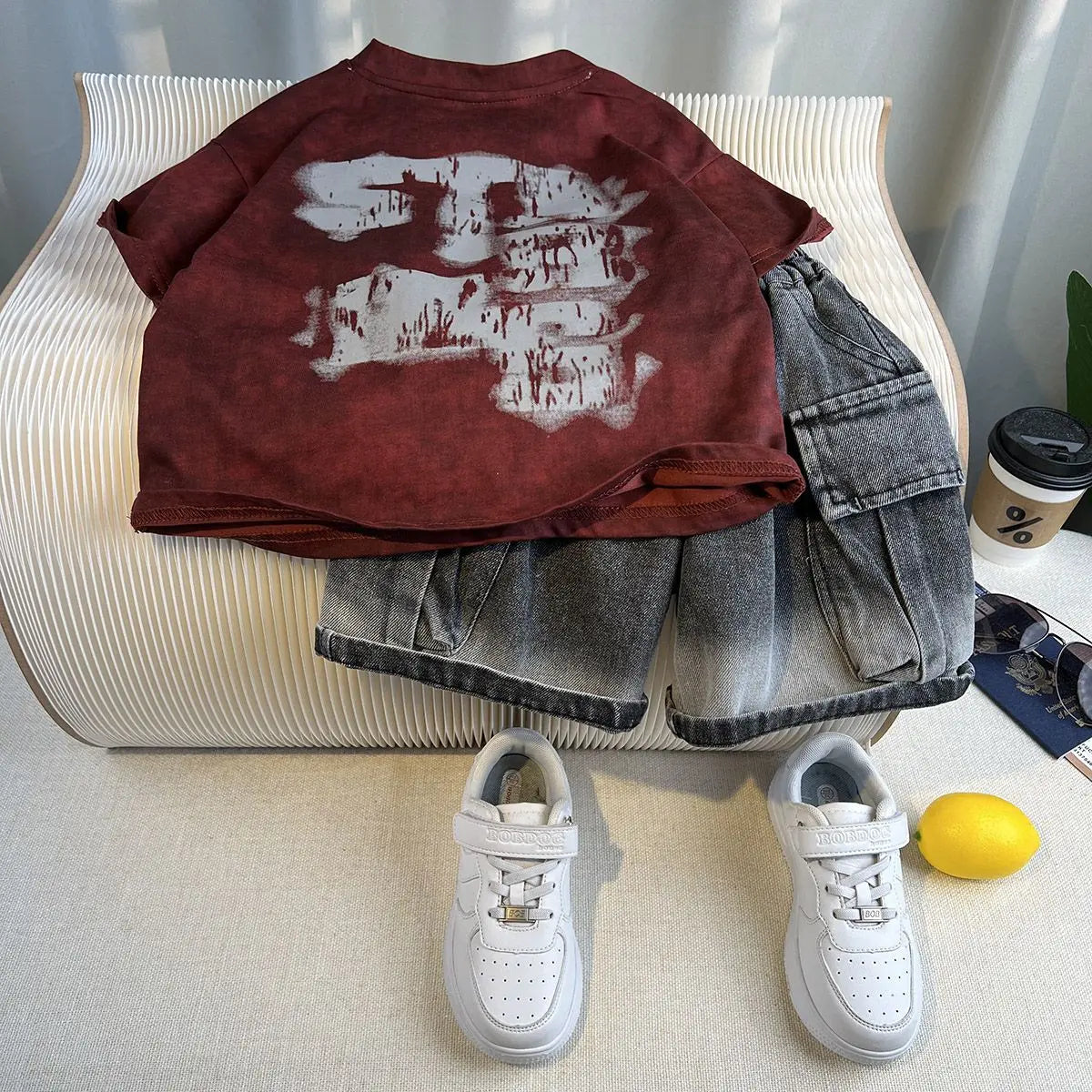 Hot Sale Fashion Baby Boy Suit Summer Clothes Short Sleeve T-shirt Short Jeans 2 Piece Set Kids Outfit Children's Costume