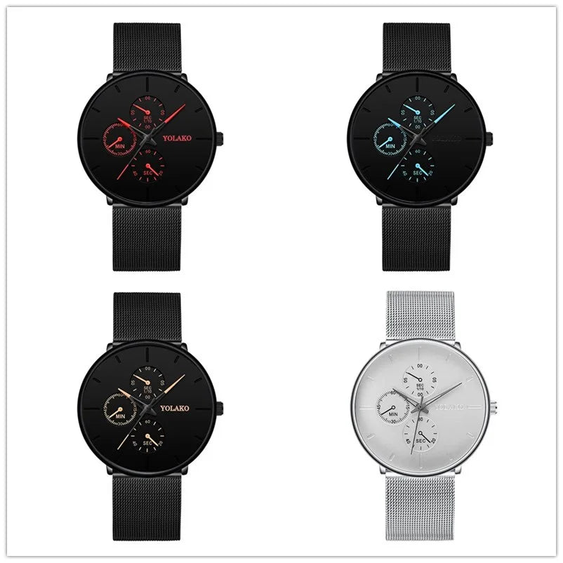 Mens Luxury Watches for Men Business Casual Ultra Thin Clock Male Stainless Steel Mesh Belt Quartz Watch relogio masculino