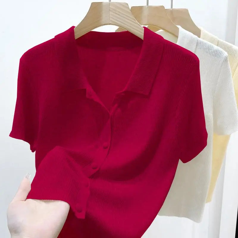 Short-sleeve Shirts Women S-3XL Leisure Summer Basic Solid Elegant Streetwear All-match Simple Daily Harajuku Y2k Popular Tops