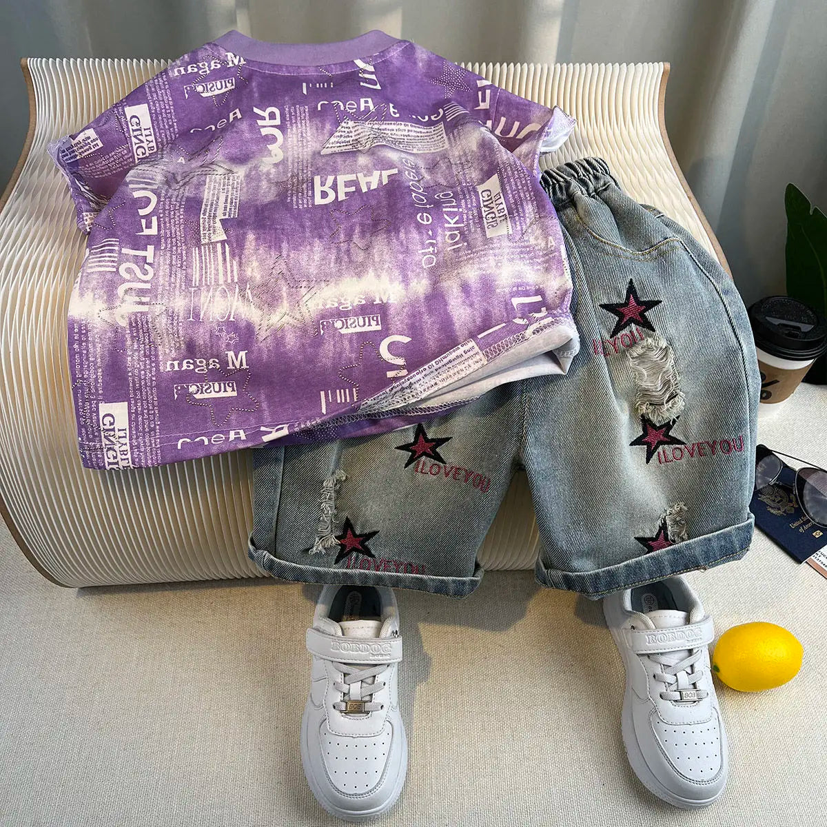 Hot Sale Fashion Baby Boy Suit Summer Clothes Short Sleeve T-shirt Short Jeans 2 Piece Set Kids Outfit Children's Costume